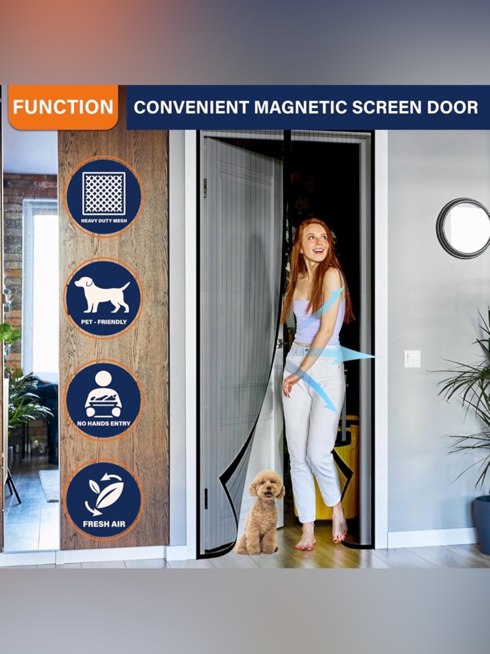 Magnetic Pet Door Screen - Black